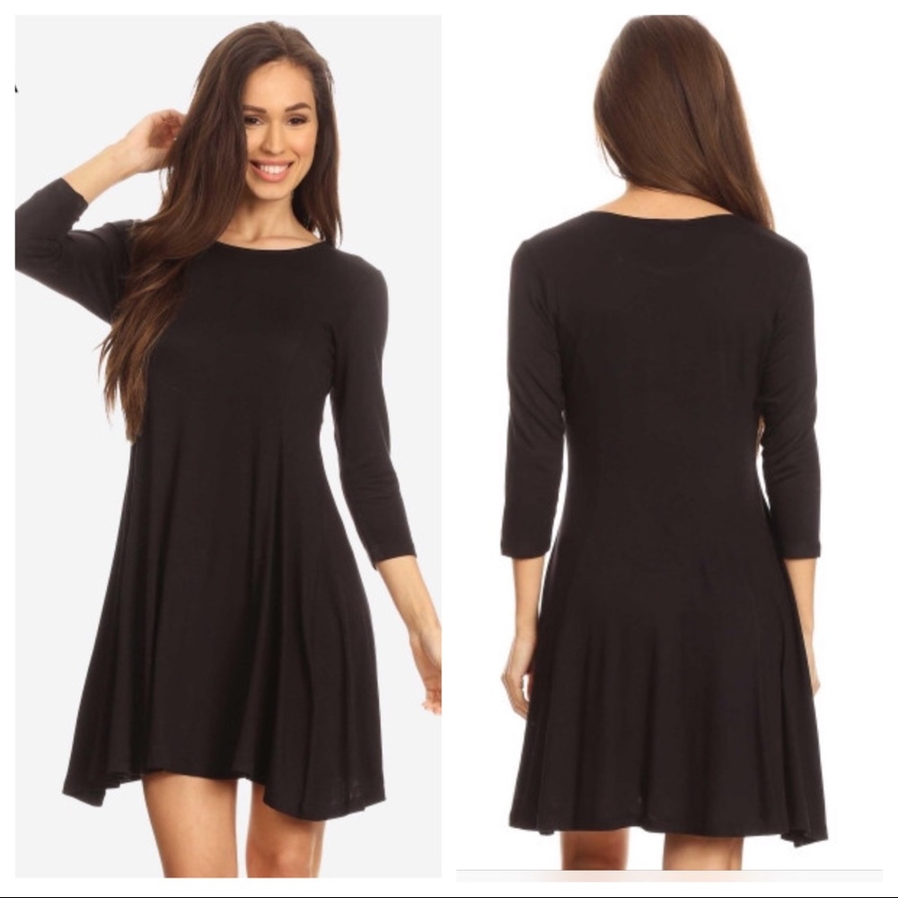 Black basic swing dress
